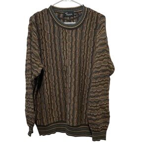 Tosani Men’s Size Medium Sweater Brown Multicolor Long Sleeve Knit Pullover